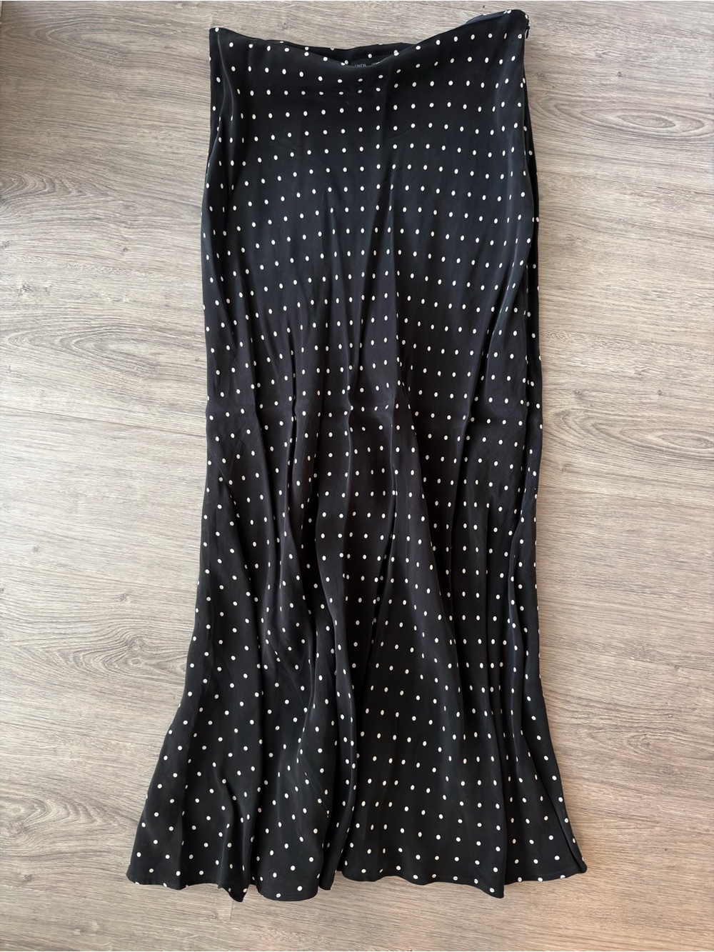 Zara Black Maxi Skirt with White Polka Dots